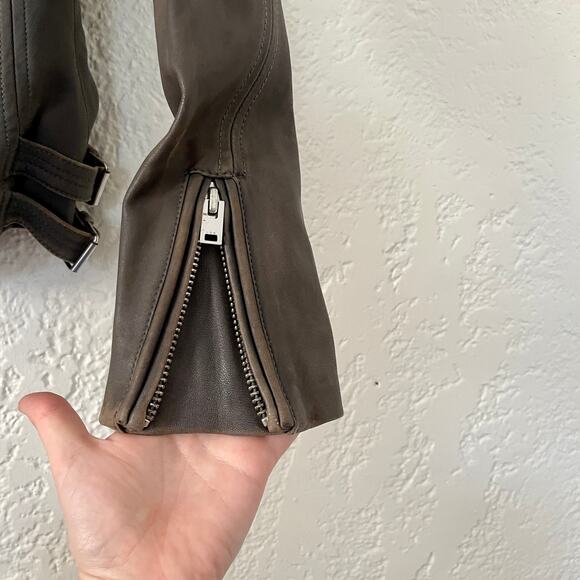 Iro Han Brown Leather Moto Biker Motorcycle Jacket size 36 size Small - Picture 6 of 13